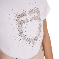 Mädchen-T-Shirt Equestro Slim-Fit mit roséfarbenem Glitzerlogo, kurzärmlig Weiß Wei&amp;szlig;