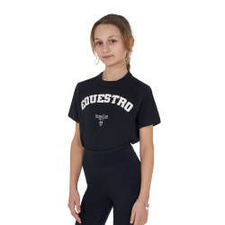 Mädchen-T-Shirt Equestro Horse Club aus Baumwolle mit kurzen Ärmeln Schwarz
