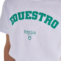 Mädchen-T-Shirt Equestro Horse Club aus Baumwolle mit kurzen Ärmeln Weiß Weiß Mädchen-T-Shirt Equestro Horse Club aus Baumwolle mit kurzen Ärmeln Weiß Weiß