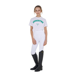 Mädchen-T-Shirt Equestro Horse Club aus Baumwolle mit kurzen Ärmeln Weiß Wei&amp;szlig;