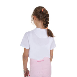 Mädchen-T-Shirt Equestro Ready To The Party aus Baumwolle mit Strass, kurzärmlig Weiß Wei&amp;szlig;