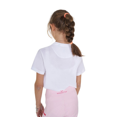 Mädchen-T-Shirt Equestro Ready To The Party aus Baumwolle mit Strass, kurzärmlig Weiß Wei&amp;szlig;