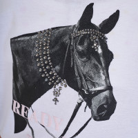 Mädchen-T-Shirt Equestro Ready To The Party aus Baumwolle mit Strass, kurzärmlig Schwarz