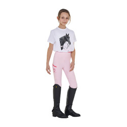 Mädchen-T-Shirt Equestro Ready To The Party aus Baumwolle mit Strass, kurzärmlig Weiß Wei&amp;szlig;