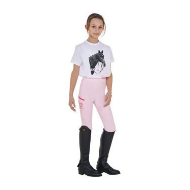 Mädchen-T-Shirt Equestro Ready To The Party aus Baumwolle mit Strass, kurzärmlig Weiß Wei&amp;szlig;