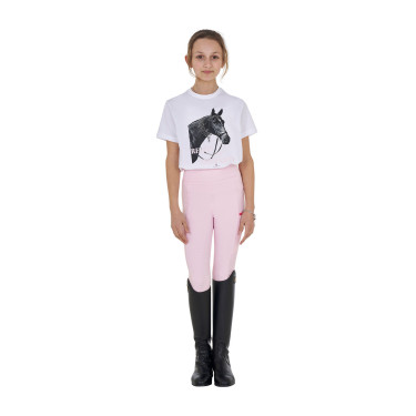 Mädchen-T-Shirt Equestro Ready To The Party aus Baumwolle mit Strass, kurzärmlig Weiß Wei&amp;szlig;