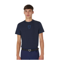 Herren-T-Shirt Equestro Basic mit Ton-in-Ton-Logo, kurzärmelig Marine Marineblau