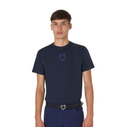 Herren-T-Shirt Equestro Basic mit Ton-in-Ton-Logo, kurzärmelig Marine Marineblau Herren-T-Shirt Equestro Basic mit Ton-in-Ton-Logo, kurzärmelig Marine Marineblau