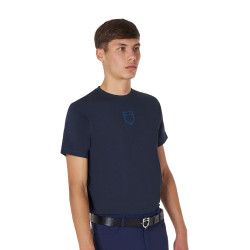 Herren-T-Shirt Equestro Basic mit Ton-in-Ton-Logo, kurzärmelig Marine Marineblau Herren-T-Shirt Equestro Basic mit Ton-in-Ton-Logo, kurzärmelig Marine Marineblau