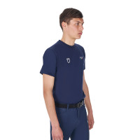 Herren-T-Shirt Equestro x FISE, Slim Fit, kurzärmelig Marineblazer Marineblau