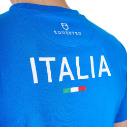 Herren-T-Shirt Equestro x FISE, Slim Fit, kurzärmelig Blau aus Savoyen
