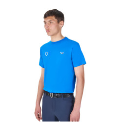 Herren-T-Shirt Equestro x FISE, Slim Fit, kurzärmelig Blau aus Savoyen