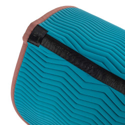 Equestro Dressurschabracke Wave aus technischem Gewebe, gesteppt Korallenblau / Braun
