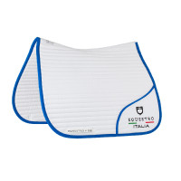 Dressur-Schabracke Equestro x FISE mit gesticktem Logo Weiß / Savoyer Blau Wei&amp;szlig;