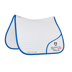 Dressur-Schabracke Equestro x FISE mit gesticktem Logo Weiß / Savoyer Blau Wei&amp;szlig;