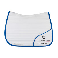 Dressur-Schabracke Equestro x FISE mit gesticktem Logo Weiß / Savoyer Blau Wei&amp;szlig;