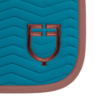 Equestro Springschabracke Wave, gesteppt, aus technischem Gewebe Koralle blau / braun