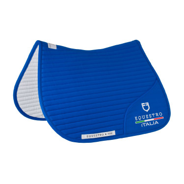 Springschabracke Equestro x FISE mit gesticktem Logo Blau aus Savoyen Springschabracke Equestro x FISE mit gesticktem Logo Blau aus Savoyen