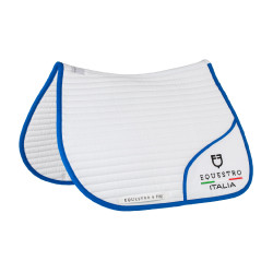 Springschabracke Equestro x FISE mit gesticktem Logo Weiß / Savoyer Blau Wei&amp;szlig;