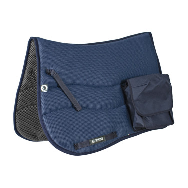 Englisches Sattelpad Burioni TT-Taschen + Sympa Marine Marineblau