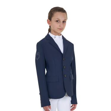 Unisex-Kinder-Turnierjacke Equestro x FISE mit drei Knöpfen Marineblazer Marineblau