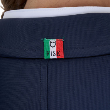 Unisex-Kinder-Turnierjacke Equestro x FISE mit drei Knöpfen Marineblazer Marineblau