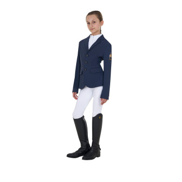 Unisex-Kinder-Turnierjacke Equestro x FISE mit drei Knöpfen Marineblazer Marineblau
