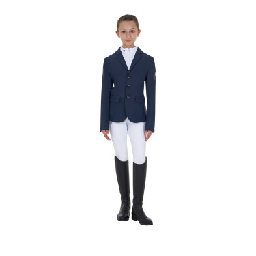 Unisex-Kinder-Turnierjacke Equestro x FISE mit drei Knöpfen Marineblazer Marineblau