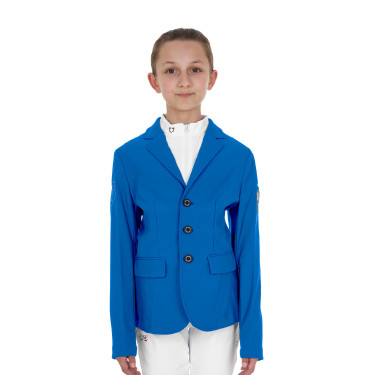 Unisex-Kinder-Turnierjacke Equestro x FISE mit drei Knöpfen Blau aus Savoyen