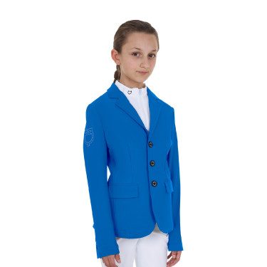 Unisex-Kinder-Turnierjacke Equestro x FISE mit drei Knöpfen Blau aus Savoyen