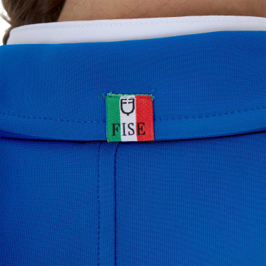 Unisex-Kinder-Turnierjacke Equestro x FISE mit drei Knöpfen Blau aus Savoyen