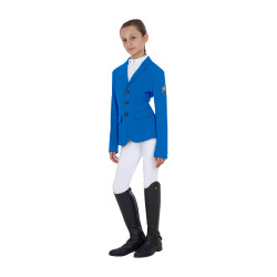 Unisex-Kinder-Turnierjacke Equestro x FISE mit drei Knöpfen Blau aus Savoyen