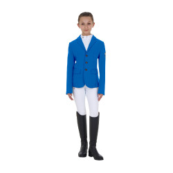 Unisex-Kinder-Turnierjacke Equestro x FISE mit drei Knöpfen Blau aus Savoyen