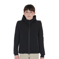 Unisex-Kinderjacke Equestro aus Nylon, wasserdicht und winddicht Schwarz Unisex-Kinderjacke Equestro aus Nylon, wasserdicht und winddicht Schwarz