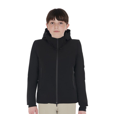 Unisex-Kinderjacke Equestro aus Nylon, wasserdicht und winddicht Schwarz