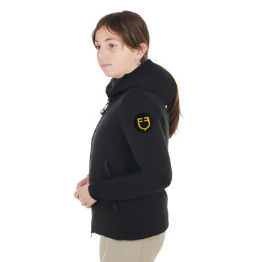 Unisex-Kinderjacke Equestro aus Nylon, wasserdicht und winddicht Schwarz