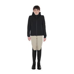 Unisex-Kinderjacke Equestro aus Nylon, wasserdicht und winddicht Schwarz