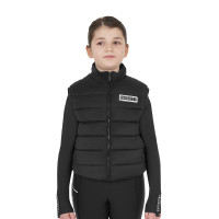 Ärmellose Mädchenweste Equestro aus technischem Nylon Schwarz