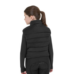Ärmellose Mädchenweste Equestro aus technischem Nylon Schwarz Ärmellose Mädchenweste Equestro aus technischem Nylon Schwarz