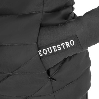Ärmellose Mädchenweste Equestro aus technischem Nylon Schwarz Ärmellose Mädchenweste Equestro aus technischem Nylon Schwarz