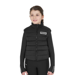 Ärmellose Mädchenweste Equestro aus technischem Nylon Schwarz Ärmellose Mädchenweste Equestro aus technischem Nylon Schwarz