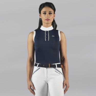 Ärmelloses Damen-Poloshirt CANDIBA Flags & Cup Marineblau