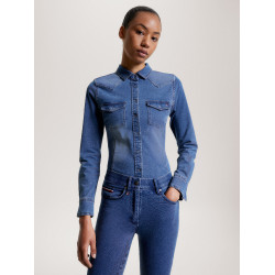 Damen-Stretch-Jeanshemd Tommy Hilfiger Equestrian Woodside Erbe Blau Damen-Stretch-Jeanshemd Tommy Hilfiger Equestrian Woodside Erbe Blau