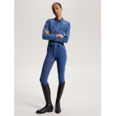 Damen-Stretch-Jeanshemd Tommy Hilfiger Equestrian Woodside Erbe Blau Damen-Stretch-Jeanshemd Tommy Hilfiger Equestrian Woodside Erbe Blau