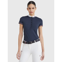 Kurzärmliges Damen-Turnierpolo Tommy Hilfiger Equestrian Wüstenhimmel Blau