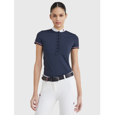 Kurzärmliges Damen-Turnierpolo Tommy Hilfiger Equestrian Wüstenhimmel Blau Kurzärmliges Damen-Turnierpolo Tommy Hilfiger Equestrian Wüstenhimmel Blau
