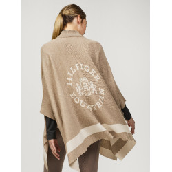 Gestrickter Poncho mit Streifen Tommy Hilfiger Equestrian Verschluss Maulwurf Braun