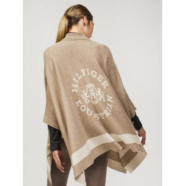 Gestrickter Poncho mit Streifen Tommy Hilfiger Equestrian Verschluss Maulwurf Braun Gestrickter Poncho mit Streifen Tommy Hilfiger Equestrian Verschluss Maulwurf Braun