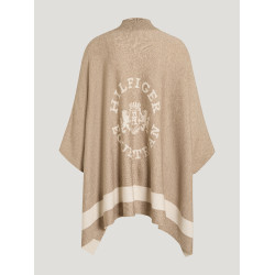 Gestrickter Poncho mit Streifen Tommy Hilfiger Equestrian Verschluss Maulwurf Braun
