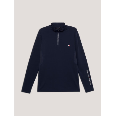 Herren Langarm-Thermo-T-Shirt Tommy Hilfiger Equestrian mit 1/4-Reißverschluss Wüstenhimmel Blau Herren Langarm-Thermo-T-Shirt Tommy Hilfiger Equestrian mit 1/4-Reißverschluss Wüstenhimmel Blau